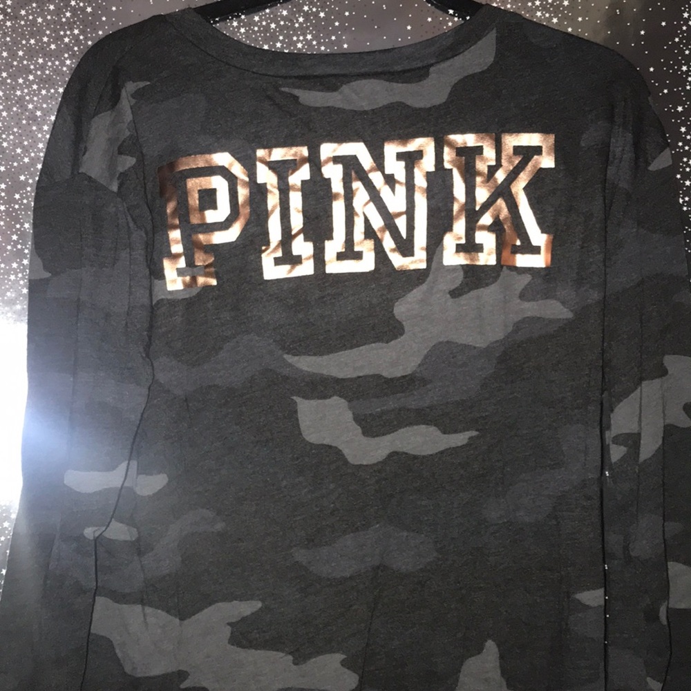 PINK VICTORIA SECRET V- NECK LONG SLEEVE TOP